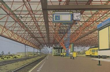 Rysunek dworca kolejowego w Holandii